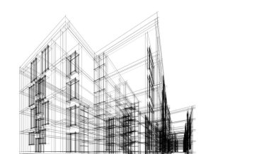 Binanın mimari 3d çizim çizim ev