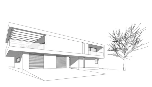 Maison Bâtiment Dessin Architectural Illustration — Photo