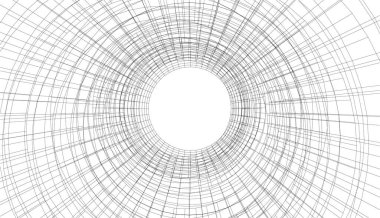 Modern geometrik mimari tasarım, 3D tasarım, gayrimenkul planı, mimari sanat, taslak vektör çizimi.