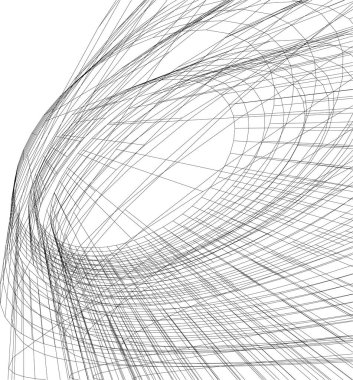 Modern geometrik mimari tasarım, 3D tasarım, gayrimenkul planı, mimari sanat, taslak vektör çizimi.