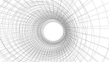 Modern geometrik mimari tasarım, 3D tasarım, gayrimenkul planı, mimari sanat, taslak vektör çizimi.