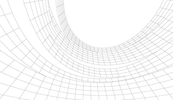 Modernes Geometrisches Architekturdesign Rendering Nachlassplan Architekturkunst Umrissvektorillustration — Stockvektor