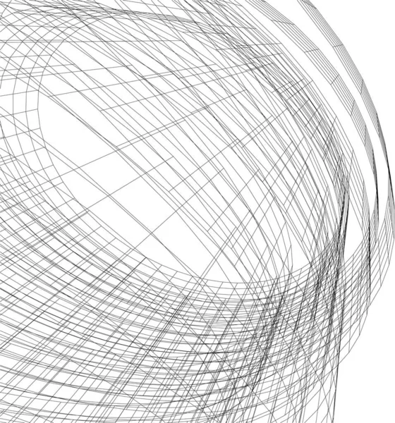 現代の幾何学的建築デザイン 3Dレンダリング 不動産の青写真 建築芸術 アウトラインベクトルイラスト — ストックベクタ