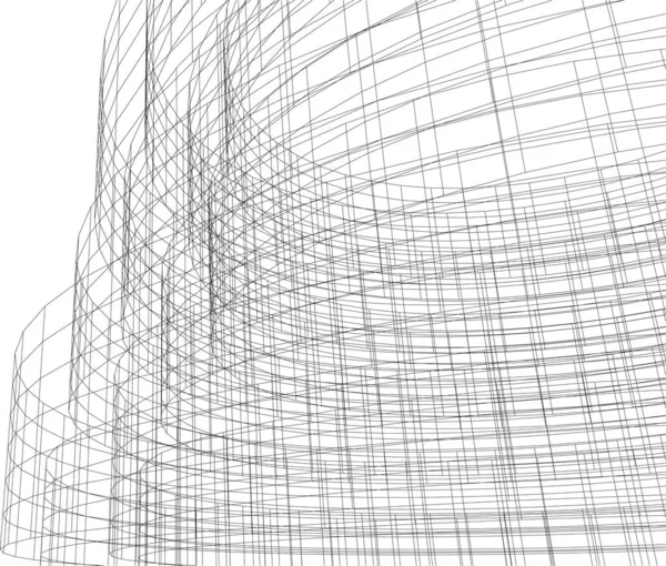 Modernes Geometrisches Architekturdesign Rendering Nachlassplan Architekturkunst Umrissvektorillustration — Stockvektor