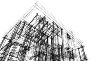 Binanın mimari 3d çizim çizim ev