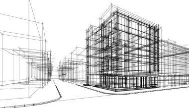 abstract purple architectural wallpaper high building design, digital concept background