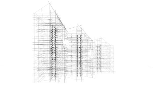 Elvont Futurisztikus Háttér Modern Grafikai Tervezés Egy Üzleti Tapéta Felhőkarcolók — Stock Fotó
