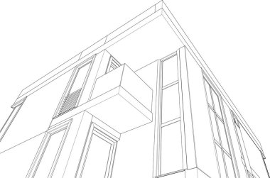 Binanın mimari 3d çizim çizim ev