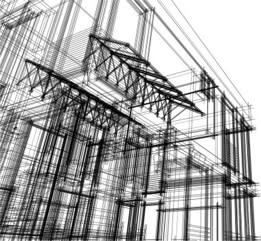 Binanın mimari 3d çizim çizim ev