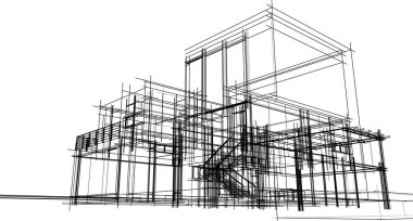 Binanın mimari 3d çizim çizim ev