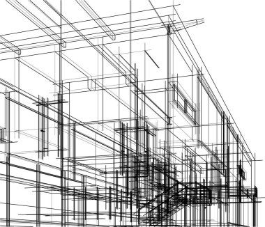 Binanın mimari 3d çizim çizim ev