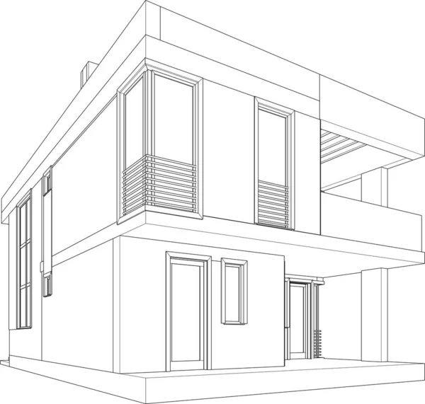 Σπίτι Κτίριο Αρχιτεκτονικής Σχεδίασης Απεικόνιση — Διανυσματικό Αρχείο