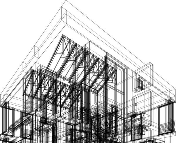 Будівництво Будинку Архітектурний Малюнок Ілюстрація — стоковий вектор