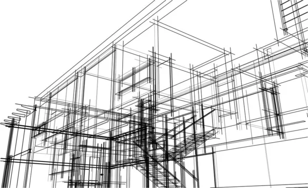 Hus Byggnad Arkitektonisk Ritning Illustration — Stock vektor