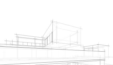 Binanın mimari 3d çizim çizim ev