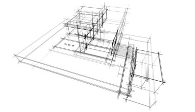 Binanın mimari 3d çizim çizim ev