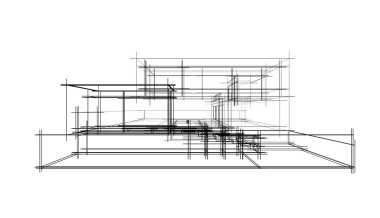 Binanın mimari 3d çizim çizim ev