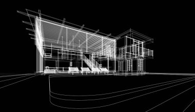 Binanın mimari 3d çizim çizim ev