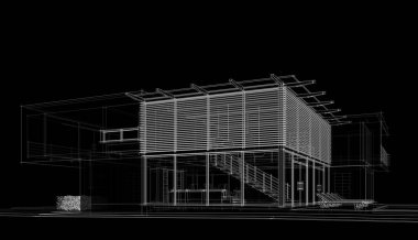 Binanın mimari 3d çizim çizim ev