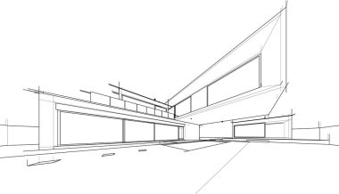 Binanın mimari 3d çizim çizim ev