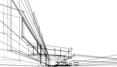 Binanın mimari 3d çizim çizim ev