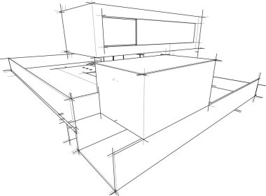 Binanın mimari 3d çizim çizim ev