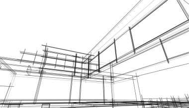 Binanın mimari 3d çizim çizim ev