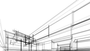 Binanın mimari 3d çizim çizim ev