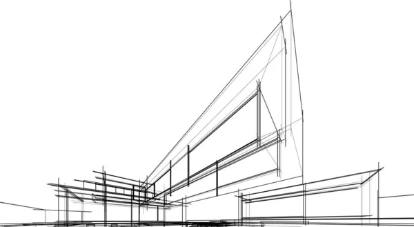 Σπίτι Κτίριο Αρχιτεκτονικής Σχεδίασης Απεικόνιση — Διανυσματικό Αρχείο