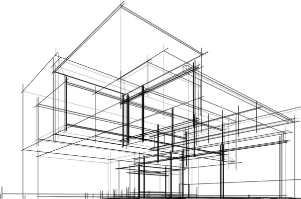 Gambar Arsitektur Bangunan Rumah Ilustrasi - Stok Vektor
