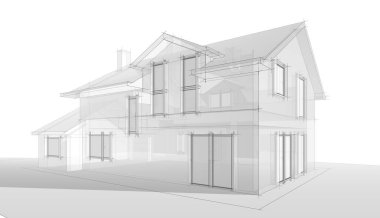 Binanın mimari 3d çizim çizim ev