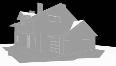 Binanın mimari 3d çizim çizim ev