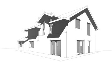 Binanın mimari 3d çizim çizim ev