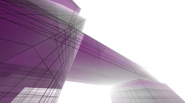 Abstract Purple Architectural Wallpaper High Building Design Digital Concept Background — Stockfoto