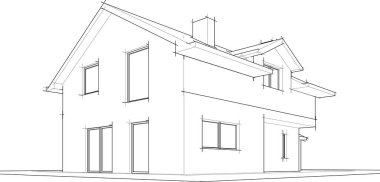 Binanın mimari 3d çizim çizim ev