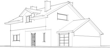 Binanın mimari 3d çizim çizim ev