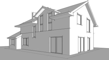 Binanın mimari 3d çizim çizim ev