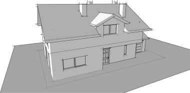 Binanın mimari 3d çizim çizim ev