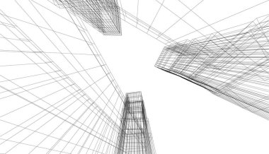 abstract purple architectural wallpaper skyscraper design, digital concept background