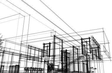 Binanın mimari 3d çizim çizim ev
