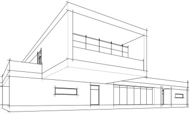 Binanın mimari 3d çizim çizim ev