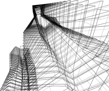 abstract purple architectural wallpaper skyscraper design, digital concept background