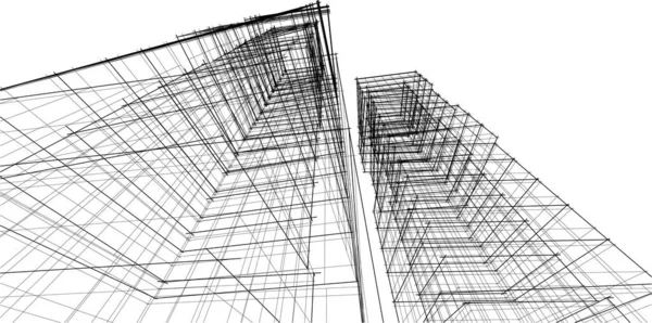 Elvont Lila Építészeti Tapéta Felhőkarcoló Design Digitális Koncepció Háttér — Stock Vector