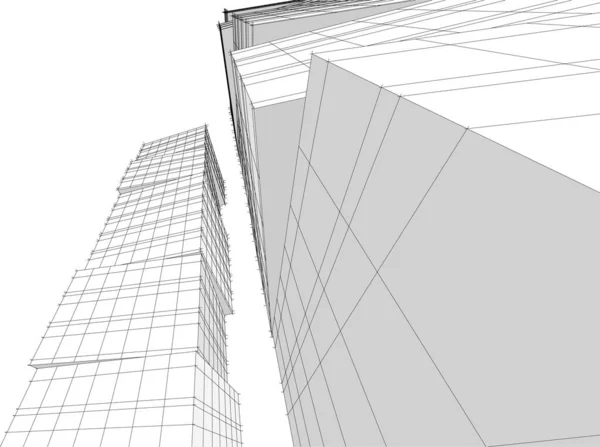 抽象紫色建筑墙纸摩天大楼设计 数字概念背景 — 图库矢量图片