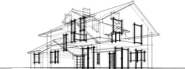 Rysunek Architektoniczne Budownictwo Mieszkaniowe — Wektor stockowy
