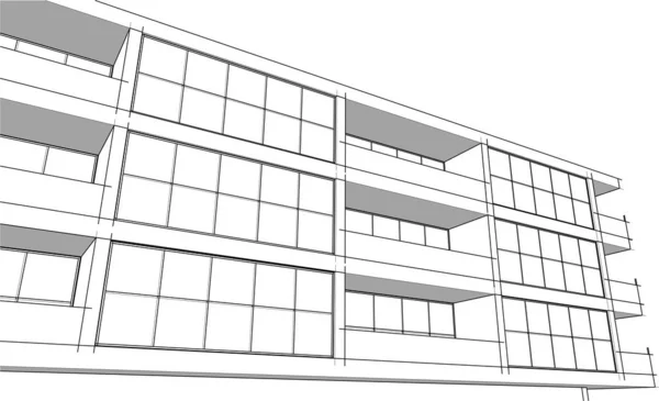 Astratto Viola Disegno Architettonico Wallpaper Alto Edificio Sfondo Concetto Digitale — Vettoriale Stock