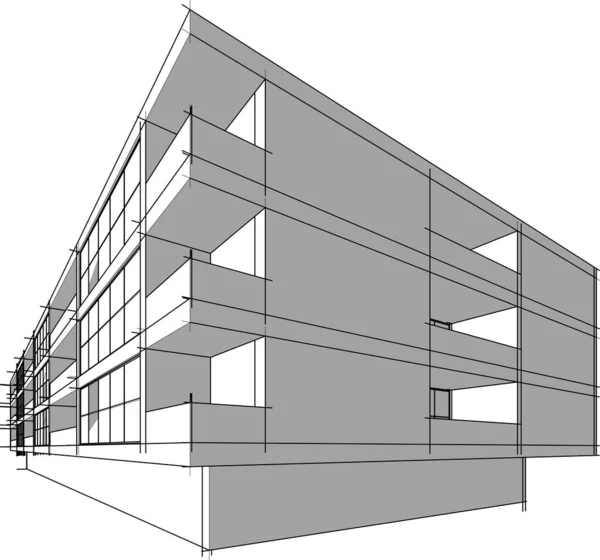 Abstract Purple Architectural Wallpaper High Building Design Digital Concept Background — Stok Vektör