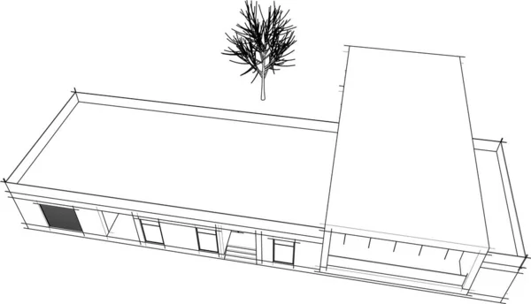 Architektonické Kreslení Ilustrace Stavby Domů — Stockový vektor