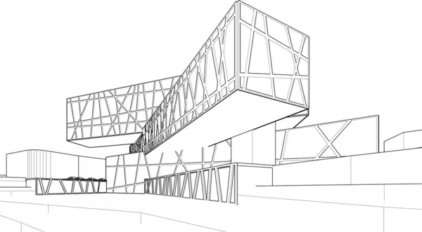 Абстрактные Фиолетовые Архитектурные Обои Высокого Дизайна Здания Цифровой Концепт Фон — стоковый вектор