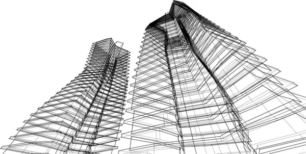 Astratto Viola Disegno Architettonico Grattacielo Carta Parati Sfondo Concetto Digitale — Vettoriale Stock
